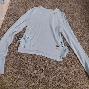 Peace love world blue sweatshirt with ties